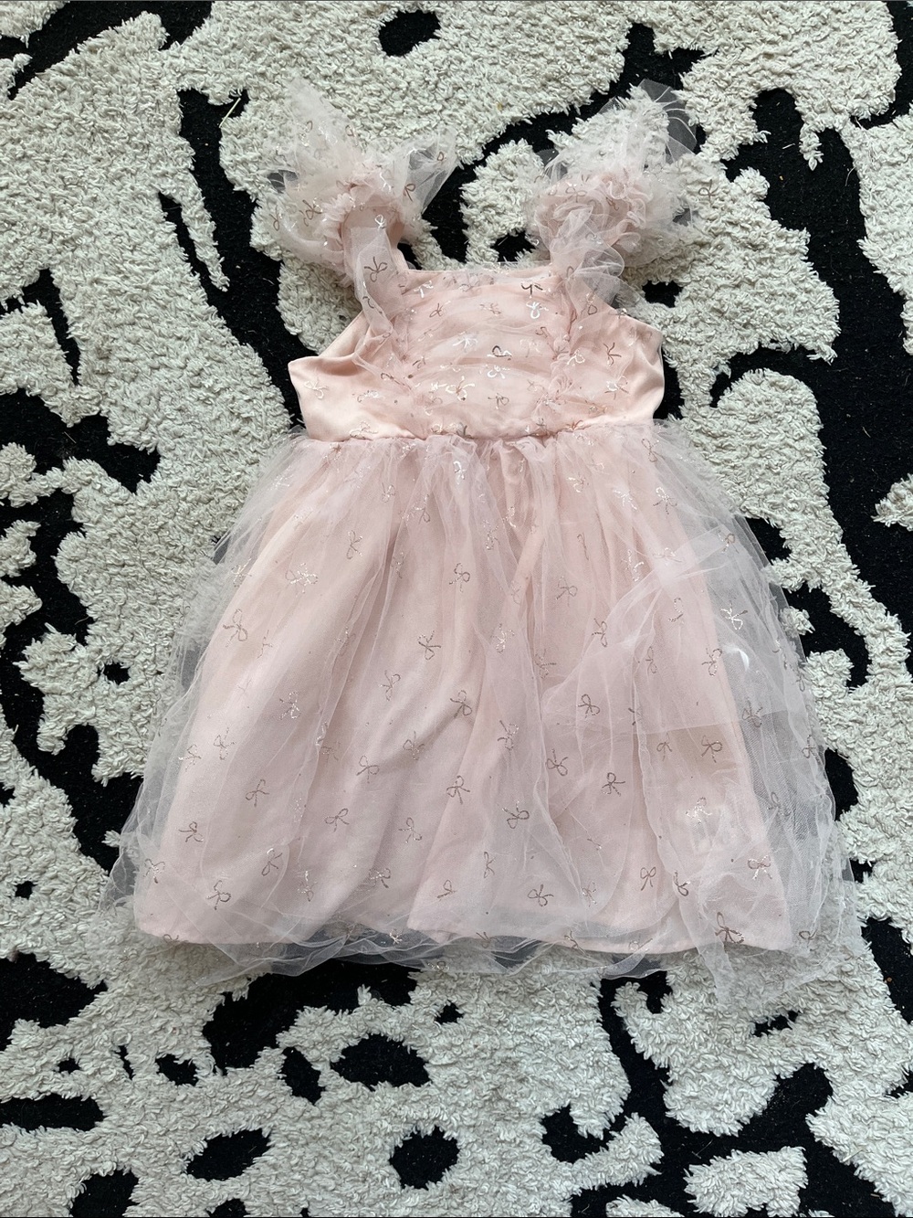 Jessica Simpson Pink Tulle Bow-Accent Girls Formal Dress